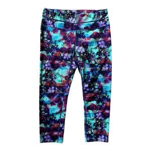 Athleta Floral Fade Stripe Sonar Capri Leggings Polyester Spandex Women's Small
